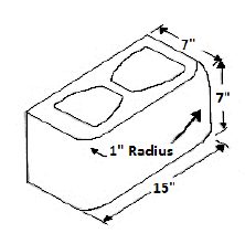 Double bull nose, opposite end concrete block